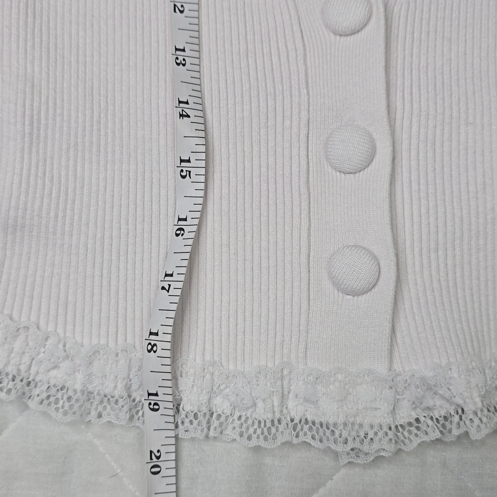 3415 For Love & Lemons White Ribbed Lace Trim Cardigan – NWT - Picture 8 of 9